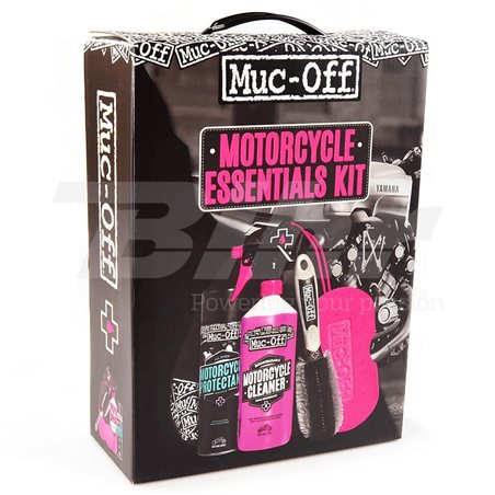 KIT COMPLETO CUIDADO MOTO (PROTECTANT + CLEANER + ESPONJA + CEPILLO) MUC-OFF MOTORCYCLE ESSENTIALS