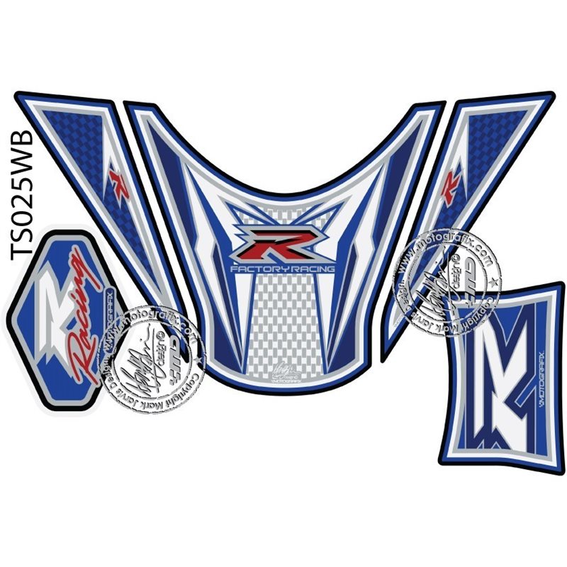 PROTECTOR DEPOSITO 5PCS BLANCO/AZUL SUZUKI GSXR1000 PROTECTOR DEPOSITO 5PCS BLANCO/AZUL SUZUKI GSXR1000