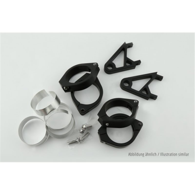 HIGHSIDER CNC ALU HEADLAMP BRACKET SET XS 38-41 MM, BLACK HIGHSIDER CNC ALU HEADLAMP BRACKET SET XS 38-41 MM, BLACK