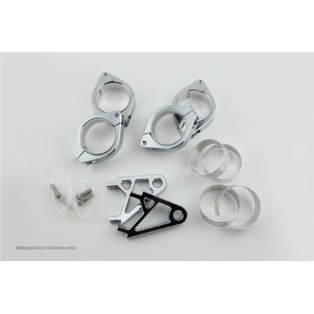 HIGHSIDER CNC ALU HEADLAMP BRACKET SET XS 38-41 MM, CHROME