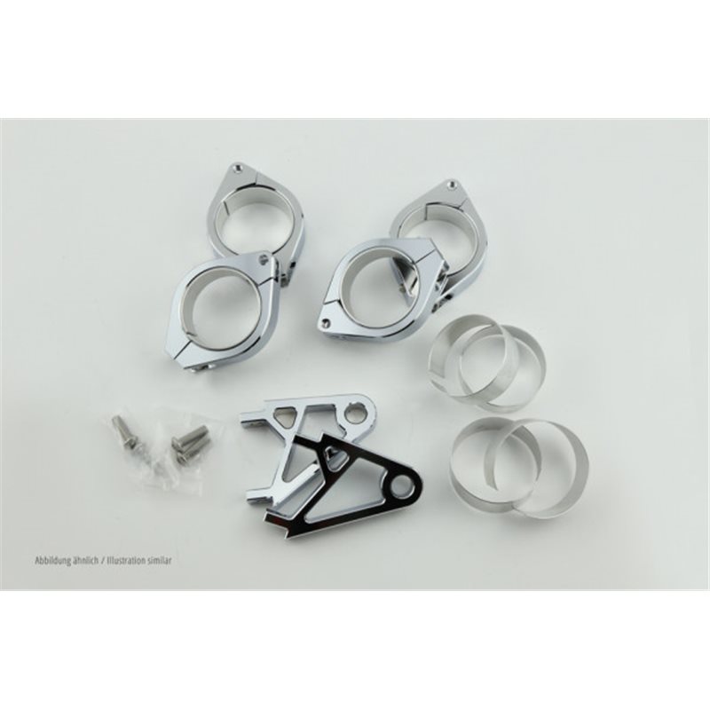 HIGHSIDER CNC ALU HEADLAMP BRACKET SET XS 47-54MM, CHROME HIGHSIDER CNC ALU HEADLAMP BRACKET SET XS 47-54MM, CHROME