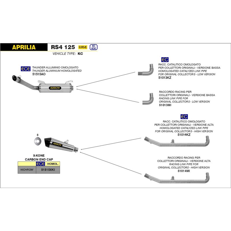 APRILIA RS4 125 2017 - 2018 CONECTOR PARA COLECTORES ORIGINALES