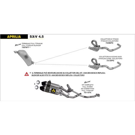 APRILIA SX-V 4.5 2007 - 2014 KIT COLECTORES DE TITANIO