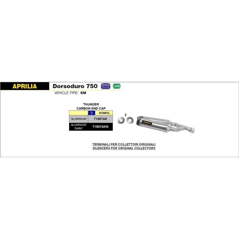 APRILIA DORSODURO 750 2009 - 2017 SILENCIOSO THUNDER DE ALUMINIO (DCHO+IZDO) FONDO EN CARBONO