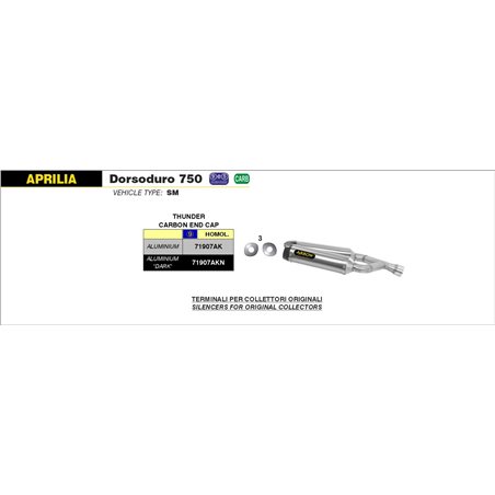 APRILIA DORSODURO 750 2009 - 2017 SILENCIOSO THUNDER DE ALUMINIO DARK" (DCHO+IZDO) FONDO EN CARBONO"