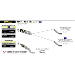APRILIA RSV 4 2009 - 2015 SILENCIOSO RACE-TECH APPROVED DE ALUMINIO FONDO EN CARBONO