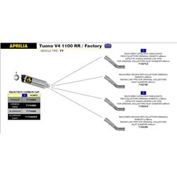 APRILIA TUONO V4 1100 2015 - 2016 CONECTOR PARA COLECTORES ORIGINALES DIÁMETRO DE ENTRADA Ø 60MM.