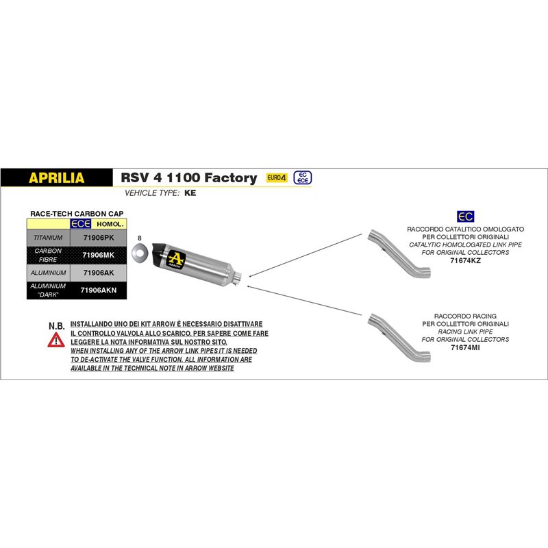 APRILIA RSV 4 1100 FACTORY 2019 - 2020 CONECTOR CATALÍTICO HOMOLOGADO DE ACERO PARA COLECTORES ORIGINALES