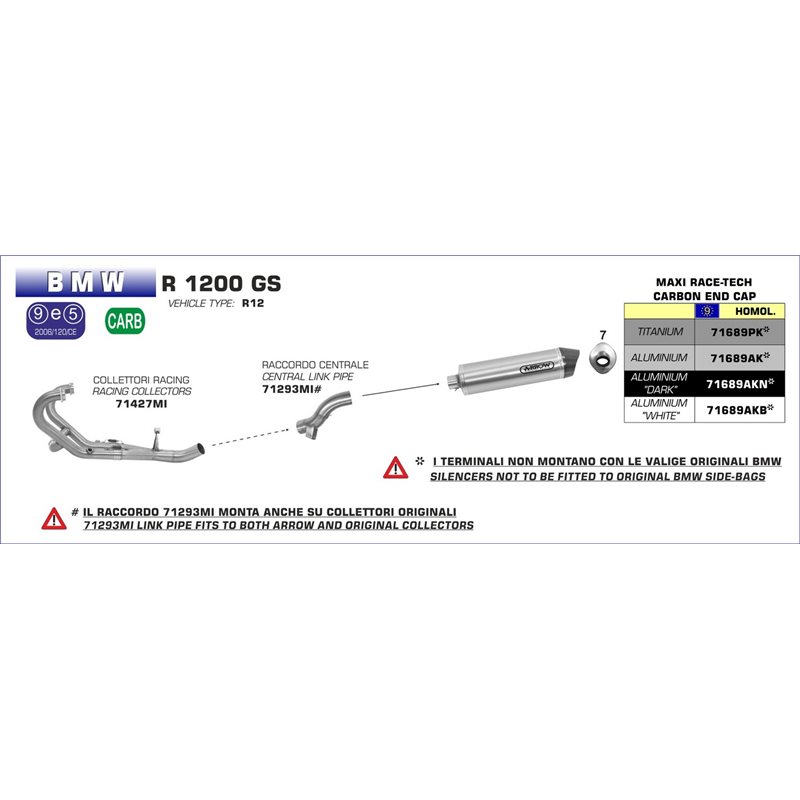 BMW R 1200 GS 2004 - 2005 SILENCIOSO MAXI RACE-TECH APPROVED DE TITANIO FONDO EN CARBONO