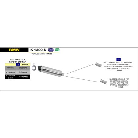 BMW K 1300 S 2012 - 2016 SILENCIOSO MAXI RACE-TECH DE ALUMINIO FONDO EN CARBONO
