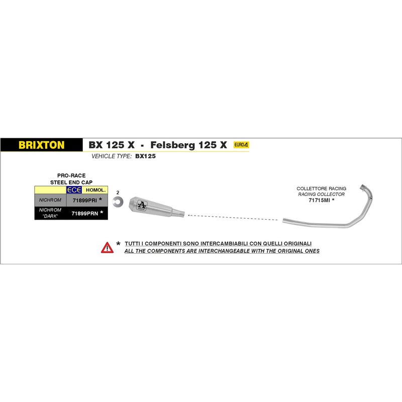 BRIXTON BX 125 X / FELSBERG 125 X 2019 - 2020 SILENCIOSO NICHROM PRO-RACE
