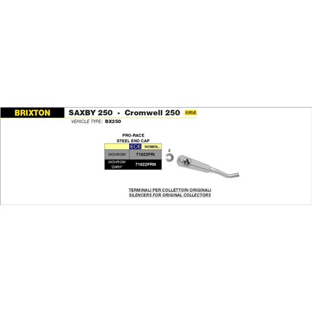 BRIXTON SAXBY 250 / CROMWELL 250 2019 - 2020 SILENCIOSO PRO-RACE NICHROM DARK""