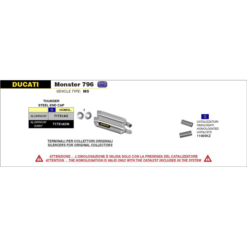 DUCATI MONSTER 796 2010 - 2014 SISTEMA DE CATALIZADORES
