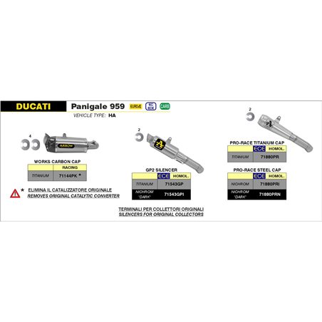 DUCATI PANIGALE 959 2016 - 2019 KIT DE SILENCIOSO GP2 DARK""