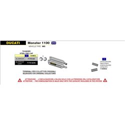 DUCATI MONSTER 1100 2009 - 2010 SILENCIOSO THUNDER APPROVED DE ALUMINIO (DCHO+IZDO)