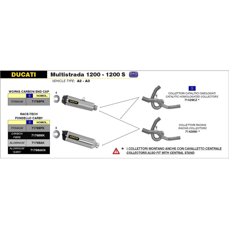 DUCATI MULTISTRADA 1200 / 1200S 2010 - 2014 COLECTORES RACING