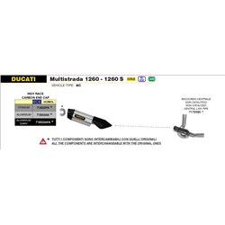 DUCATI MULTISTRADA 1260 / 1260 S 2018 - 2020 SILENCIOSO INDY RACE EN TITANIO FONDO EN CARBONO