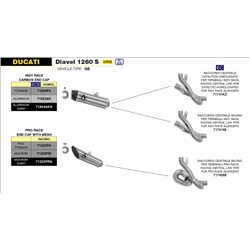 DUCATI DIAVEL 1260 S 2019 - 2020 CONECTOR CENTRAL NO CATALITICO PARA SILENCIOSOS ARROW INDY-RACE