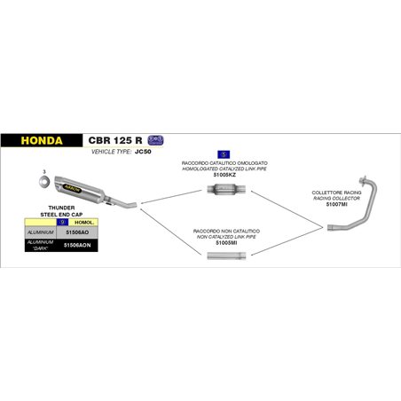 HONDA CBR 125 R 2011 - 2016 SILENCIOSO STREET THUNDER DE ALUMINIO
