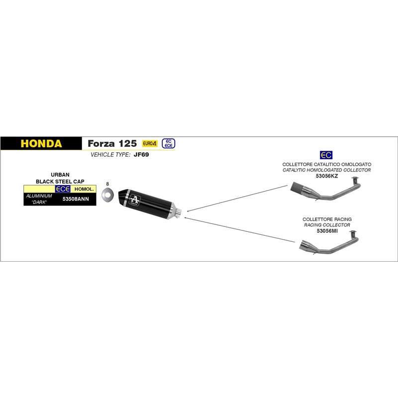 HONDA FORZA 125 2017 - 2020 SILENCIOSO URBAN DE ALUMINIO DARK" FONDO "DARK""