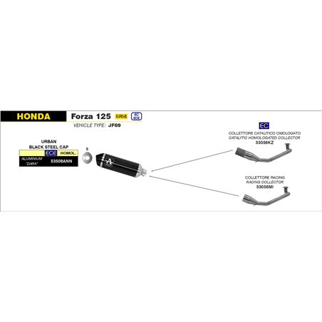 HONDA FORZA 125 2017 - 2020 SILENCIOSO URBAN DE ALUMINIO DARK" FONDO "DARK""