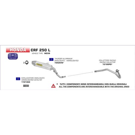 HONDA CRF 250 L 2012 - 2013 SISTEMA DE CATALIZADORE