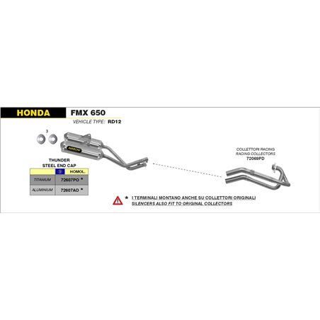 HONDA FMX 650 2005 - 2008 SILENCIOSOS THUNDER APPROVED DE ALUMINIO (DCHO+IZDO)
