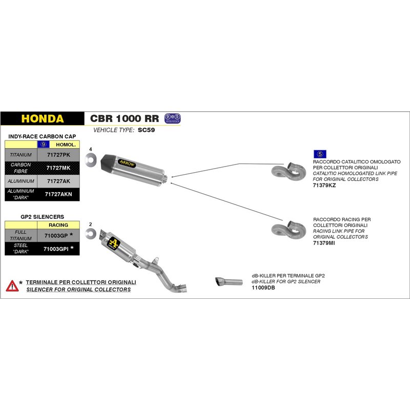 HONDA CBR 1000 RR 2008 - 2011 CONECTOR PARA COLECTORES ORIGINALES