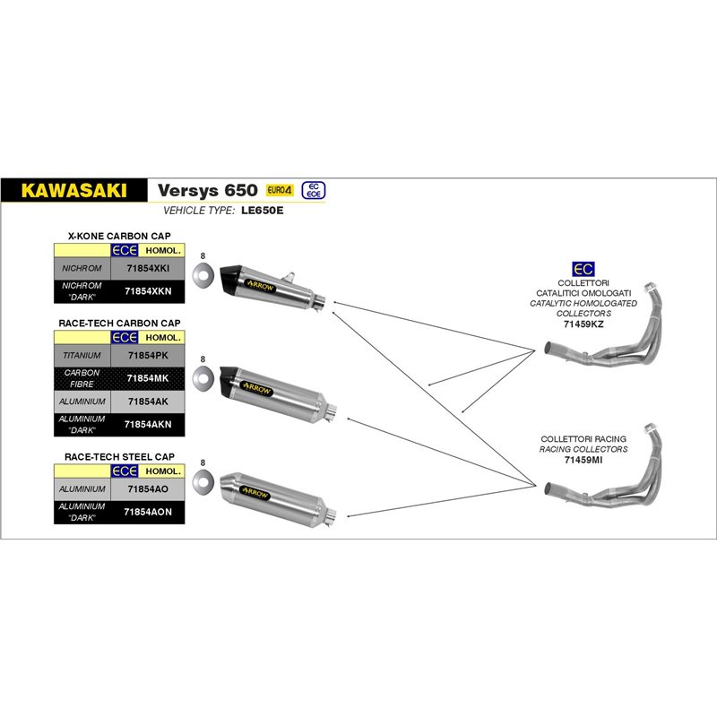 KAWASAKI VERSYS 650 2017 - 2020 SILENCIOSO RACE-TECH DE ALUMINIO FONDO EN CARBONO