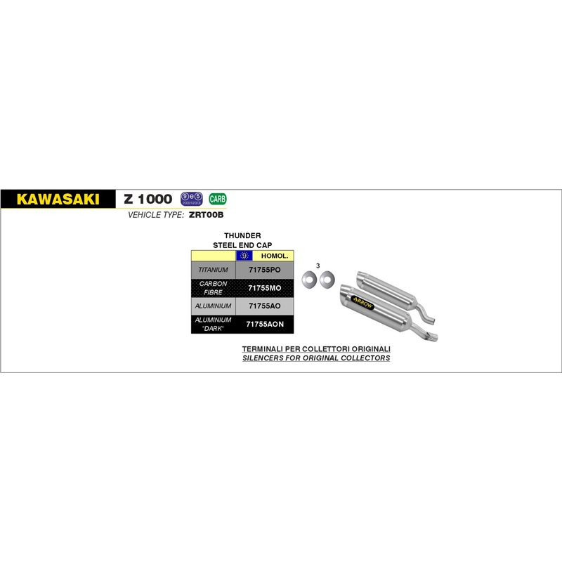 KAWASAKI Z 1000 2010 - 2013 SILENCIOSO THUNDER APPROVED ALUMINIUM DARK" (DCHO+IZDO)"