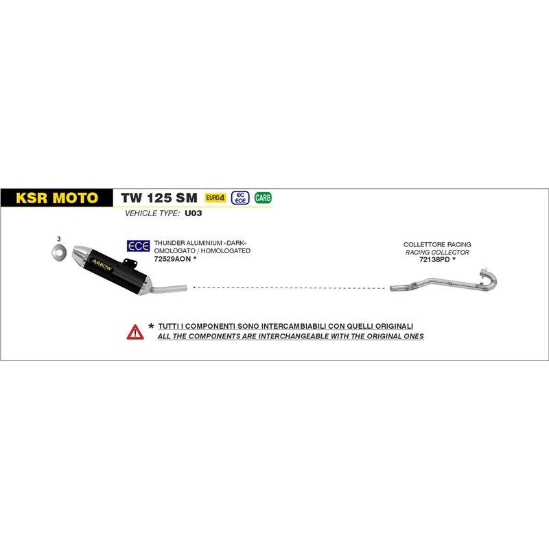 KSR MOTO TW 125 SM 2017 - 2020 SILENCIOSO THUNDER DE ALUMINIO DARK""