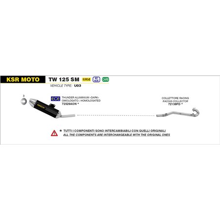 KSR MOTO TW 125 SM 2017 - 2020 SILENCIOSO THUNDER DE ALUMINIO DARK""