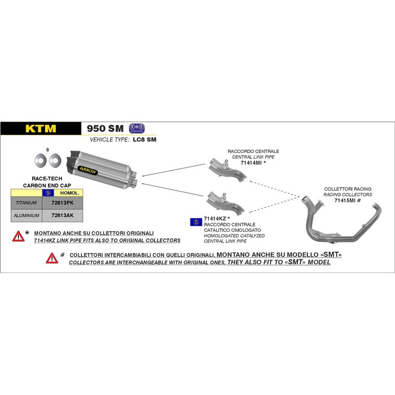 KTM 950 SM 2006 - 2009 CONECTOR CENTRAL CATALÍTICO
