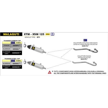 MALAGUTI XTM / XSM 125 4T 2019 - 2020 SILENCIOSO THUNDER DE ALUMINIO DARK""