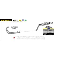 MOTO GUZZI V 85 TT 2021 - 2022 SILENCIOSO INDY RACE DE ALUMINIO DARK" FONDO EN CARBONO"