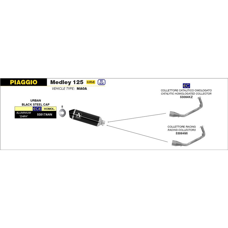 PIAGGIO MEDLEY 125 2016 - 2020 COLECTOR RACING PARA ESCAPE URBAN