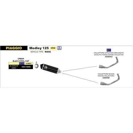 PIAGGIO MEDLEY 125 2016 - 2020 COLECTOR RACING PARA ESCAPE URBAN