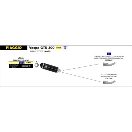 PIAGGIO VESPA GTS 300I.E. 2017 - 2018 CONECTOR CATALÍTICO HOMOLOGADO PARA ESCAPE URBAN