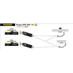 PIAGGIO VESPA GTS 300 HPE 2021 - 2022 SILENCIOSO URBAN  DE ALUMINIO DARK" FONDO "DARK""
