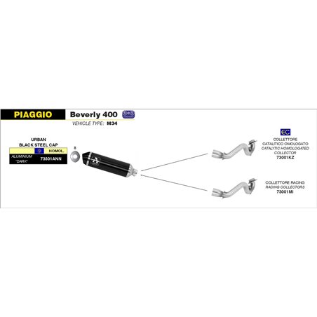 PIAGGIO BEVERLY 400 2006 - 2010 COLECTOR RACING PARA ESCAPE URBAN