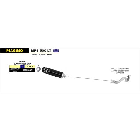 PIAGGIO MP3 500 LT 2014 - 2016 SILENCIOSO URBAN  DE ALUMINIO DARK" FONDO "DARK""