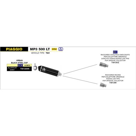 PIAGGIO MP3 500 LT 2017 - 2018 SILENCIOSO URBAN DE ALUMINIO DARK" FONDO "DARK""