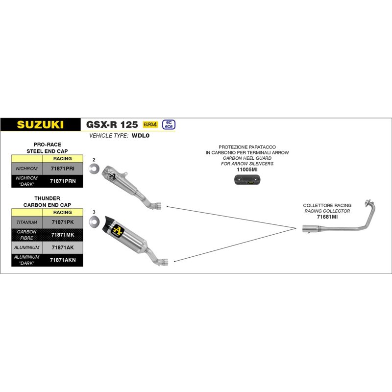 SUZUKI GSX-R 125 2017 - 2020 SILENCIOSO STREET THUNDER DE ALUMINIO FONDO EN CARBONO
