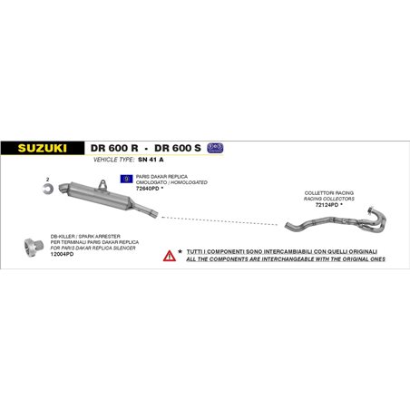 SUZUKI DR 600 R/S 1985 - 1990 DB-KILLLER SPARK ARRESTER PER PARIS-DAKAR