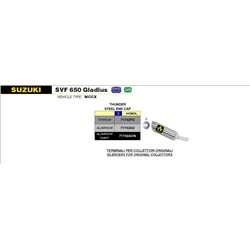 SUZUKI SVF 650 GLADIUS 2009 - 2015 SILENCIOSO STREET THUNDER DE TITANIO PARA COLECTORES ORIGINALES