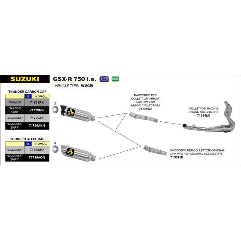 SUZUKI GSX-R 750 I.E. 2008 - 2010 SILENCIOSO THUNDER APPROVED DE TITANIO FONDO EN CARBONO