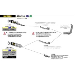 SUZUKI GSR 750 2011 - 2016 CONECTOR PARA SILENCIOSOS RACE-TECH, PARA COLECTORES ARROW