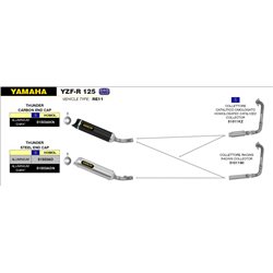 YAMAHA YZF-R 125 2014 - 2016 SILENCIOSO STREET THUNDER ALUMINIUM DARK""