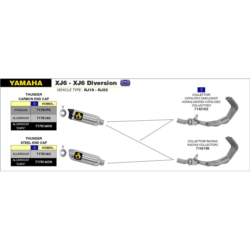 YAMAHA XJ6 / XJ6 DIVERSION 2009 - 2015 KIT COLECTORES CATALÍTICO