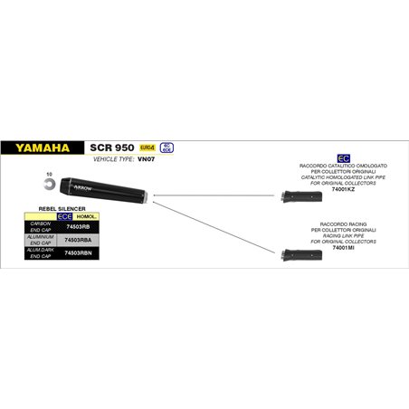 YAMAHA SCR 950 2017 - 2020 SILENCIOSO REBEL CON FONDO EN ALUMINIO DARK""